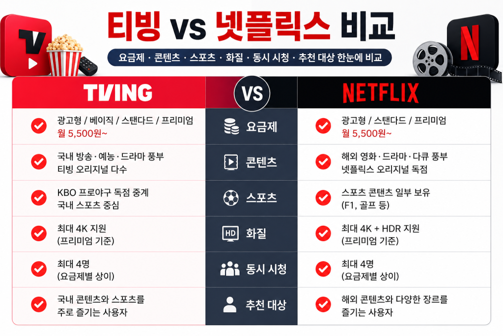 티빙과 넷플릭스 비교 1