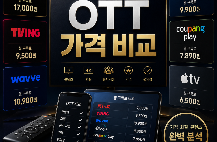2026 OTT 서비스 가격 비교, 넷플릭스·티빙·디즈니+ 어디가 좋을까?