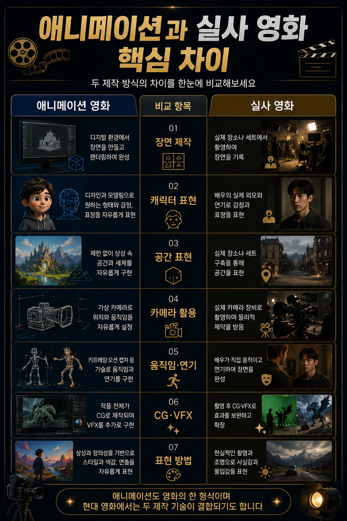 애니메이션 실사 영화 차이 2