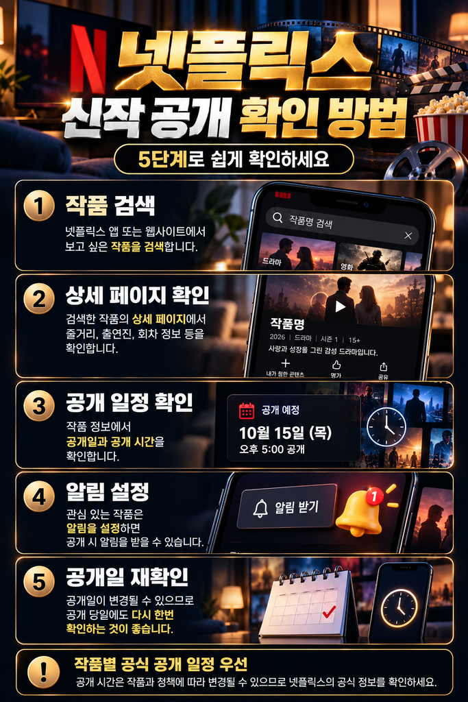 넷플릭스 신작 공개 확인 5단계