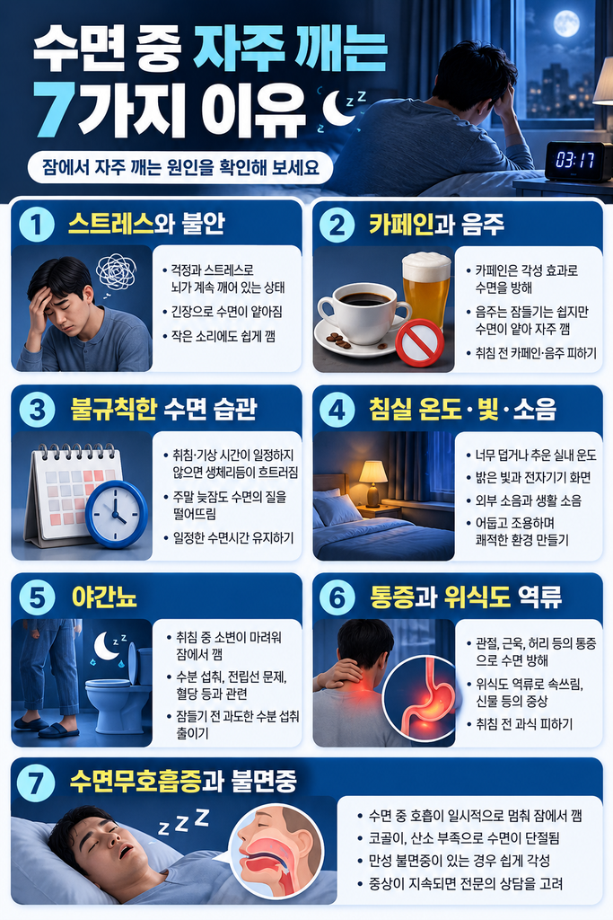 수면 중 자주 깨는 이유 1