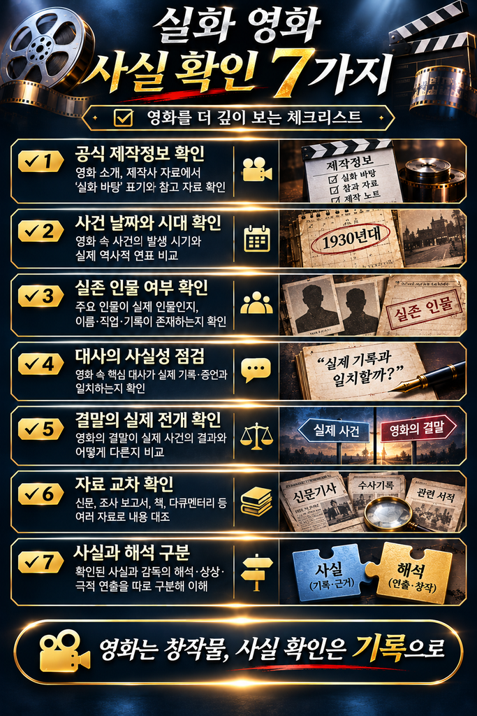 실화 영화 사실 확인 7가지